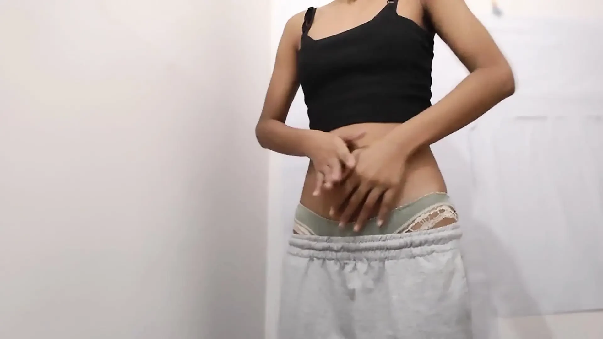 Masturbation. Abundant secretion of lubricant from a tight pussy